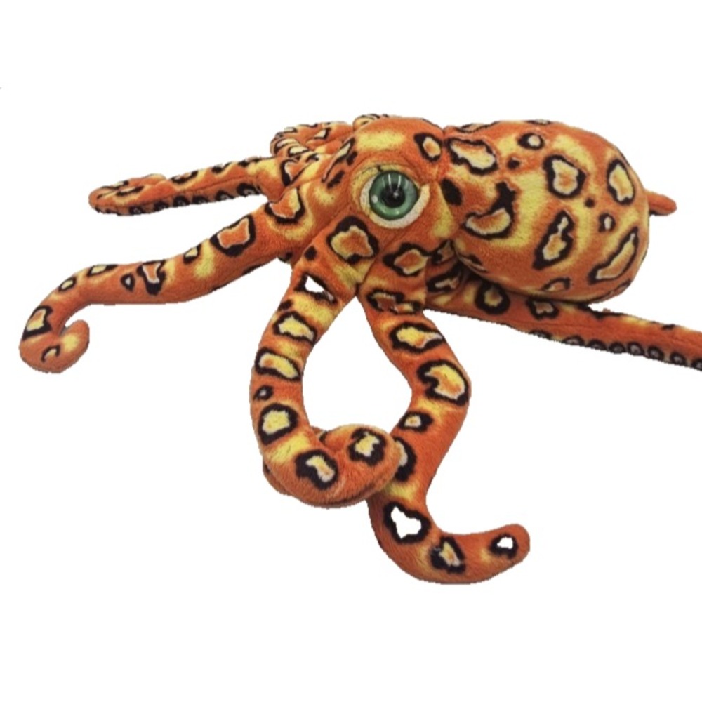 2012 Rinco Octopus Squid Plush 12" Orange Black Green Eyes Toy EUC PL-3